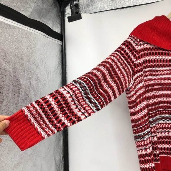 Lane Bryant Red White Stripe Classic Jacquard Cowl Neck Sweater size 10/12 - Picture 9 of 16